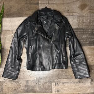 art class Black Faux Leather Asymmetrical Zip Jacket